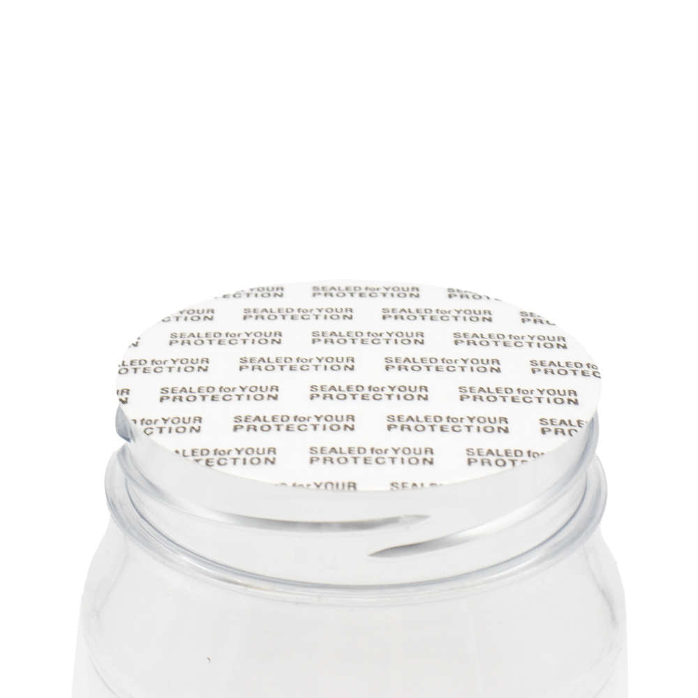 Kunststof pot 375ml transparant met geribbeld wit schroefdeksel van PE, type sluiting standaard | gegroefde sluiting | Schroefdozen | Kunststof producten